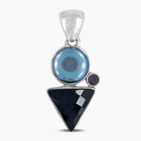 Black Onyx & Pearl Silver Pendants