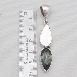 Meteorite & Mystic Quartz Silver Pendants