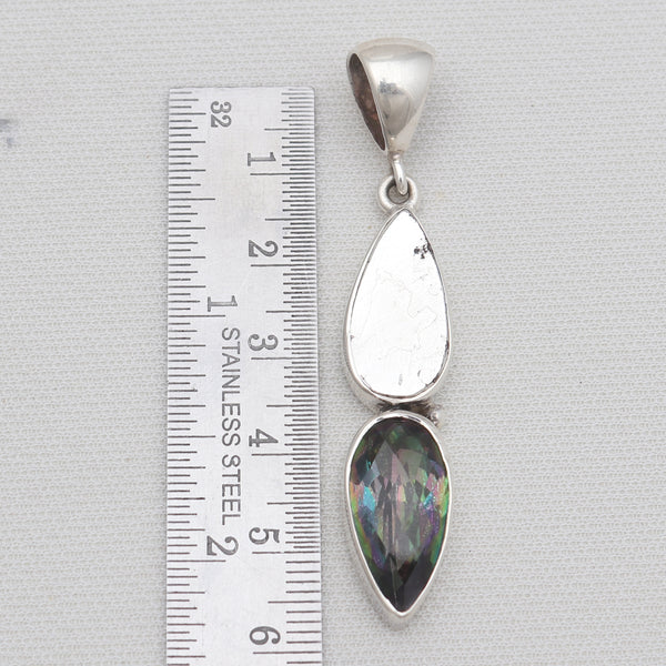 Meteorite & Mystic Quartz Silver Pendants