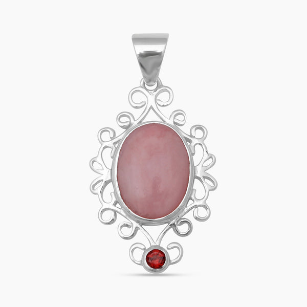 925 Sterling Silver Pink Opal Pendants