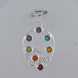 Seven Chakra Silver Pendant