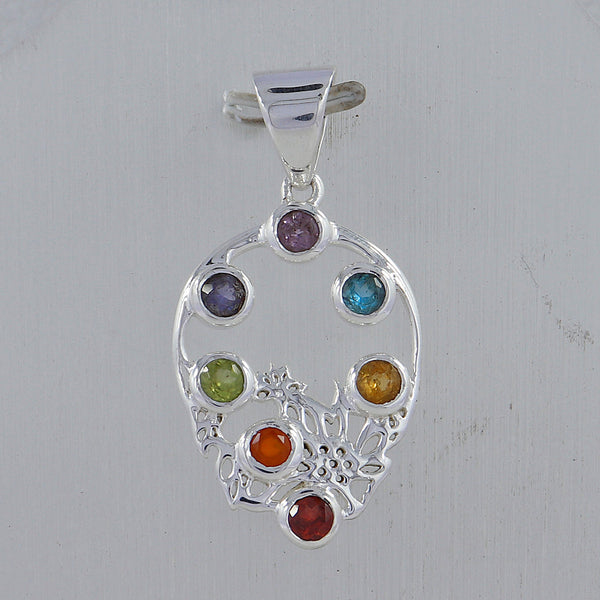 Seven Chakra Silver Pendants