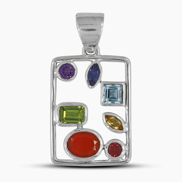 Multi Gemstone Silver Pendants