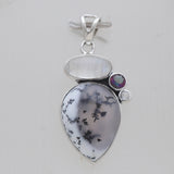 Dendritic Opal With Multistone Silver Pendants