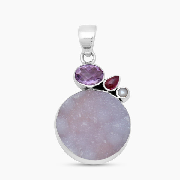 Drusy Calcite Silver Pendants