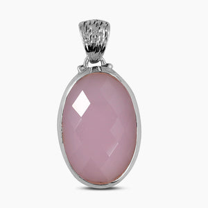 Natural Pink Chalcedony Silver Pendants