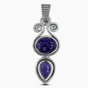 925 Sterling Silver Charoite Pendants