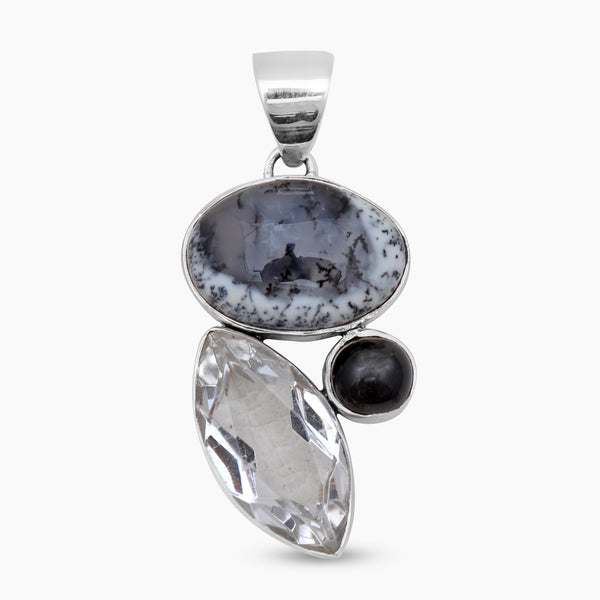 Dendritic Opal Silver Pendants