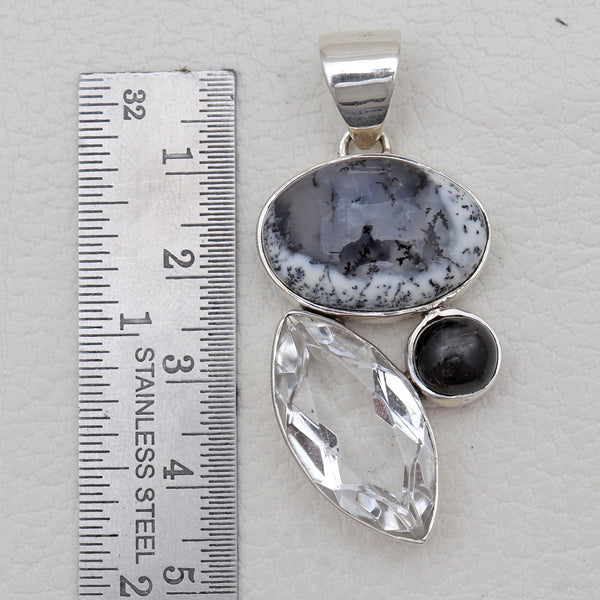 Dendritic Opal Silver Pendants