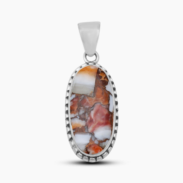Orange Spiny Oyster Silver Pendants