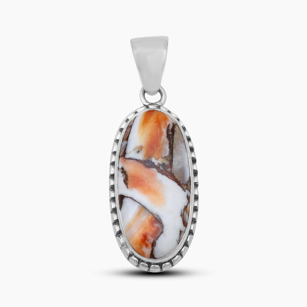 Orange Spiny Oyster Silver Pendants
