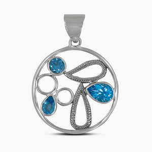 925 Silver Blue Topaz Pendants