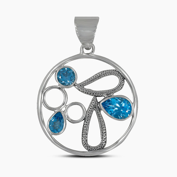 925 Silver Blue Topaz Pendants