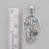 Turquoise Spiny Oyster Silver Mermaid Pendants