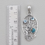 Turquoise Spiny Oyster Silver Mermaid Pendants