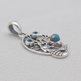 Turquoise Spiny Oyster Silver Mermaid Pendants