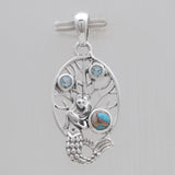 Turquoise Spiny Oyster Silver Mermaid Pendants