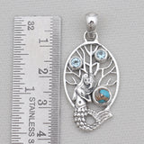 Turquoise Spiny Oyster Silver Mermaid Pendants