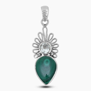 925 Sterling Silver Green Malachite Pendants