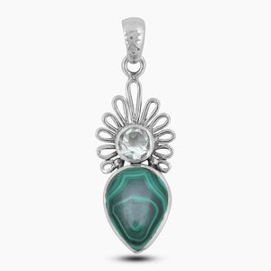 925 Sterling Silver Green Malachite Pendants
