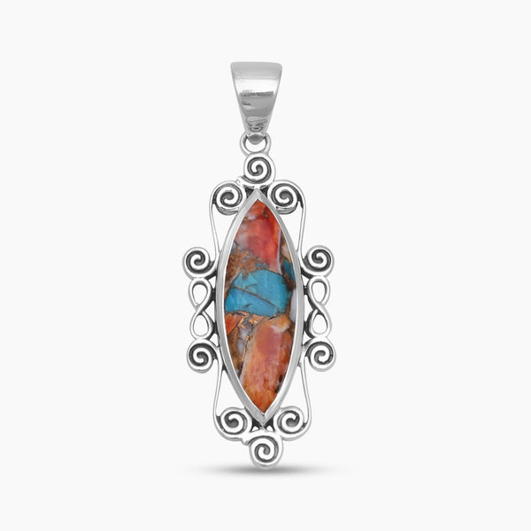 Turquoise Spiny Oyster Silver Pendants