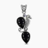 Rainbow Moonstone Sea Horse Silver Pendants