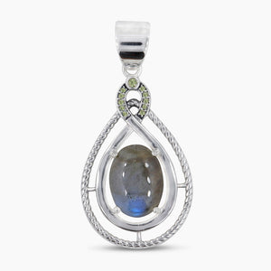 Natural Labradorite Silver Pendants