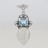 Turquoise With Blue Topaz Designer Silver Pendant