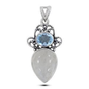 Rainbow Moonstone Silver Pendants