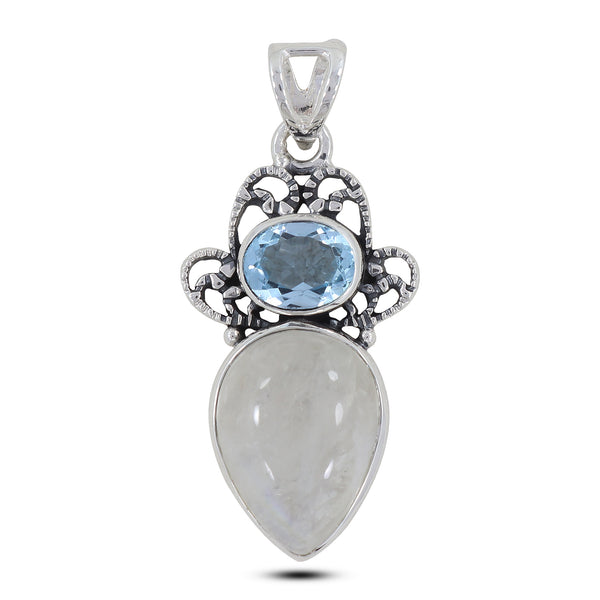 Rainbow Moonstone Silver Pendants