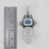 Turquoise With Blue Topaz Designer Silver Pendant