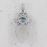 Turquoise With Blue Topaz Designer Silver Pendant