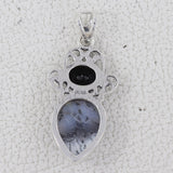 Turquoise With Blue Topaz Designer Silver Pendant