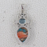 Turquoise With Blue Topaz Designer Silver Pendant