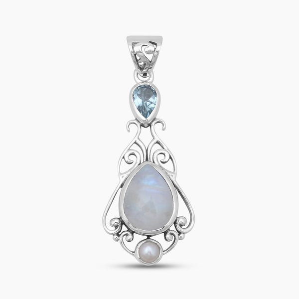 Rainbow Moonstone Silver Designer Pendants