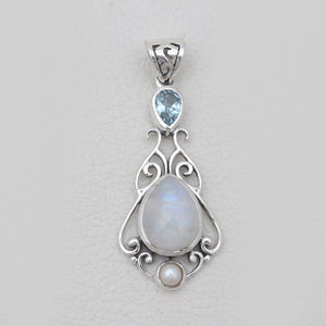 Rainbow Moonstone Silver Designer Pendants