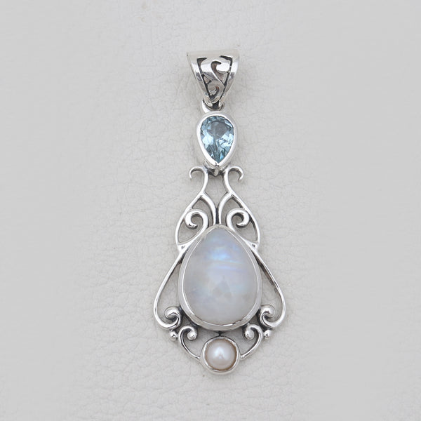 Rainbow Moonstone Silver Designer Pendants