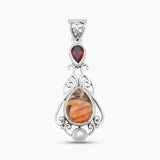 Orange Spiny Oyster Silver Designer Pendants