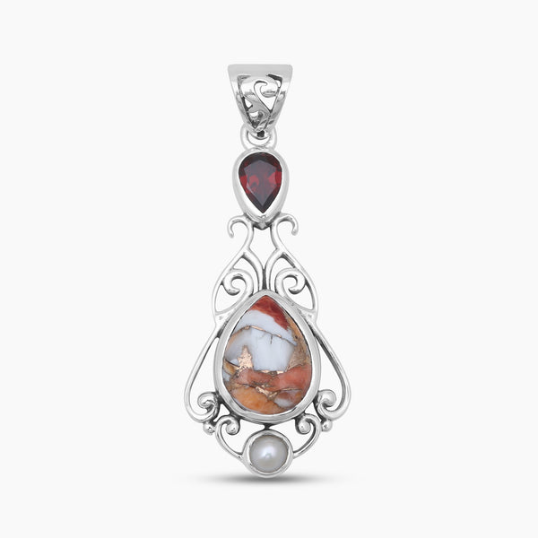 Orange Spiny Oyster Silver Designer Pendants