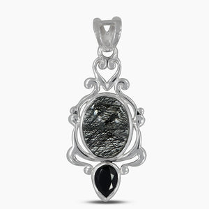 925 Silver Black Rutile Quartz Pendants