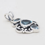 Blue Topaz Multi Stone Silver Pendants