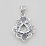 Blue Topaz Multi Stone Silver Pendants