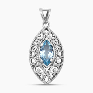 925 Sterling Silver Blue Topaz Pendants