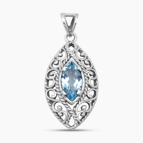 925 Sterling Silver Blue Topaz Pendants