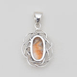 Orange Spiny Oyster Silver Pendants