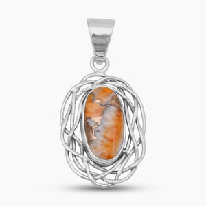 Orange Spiny Oyster Silver Pendants