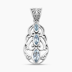 Marquise Cut Amethyst Designer Silver Pendants