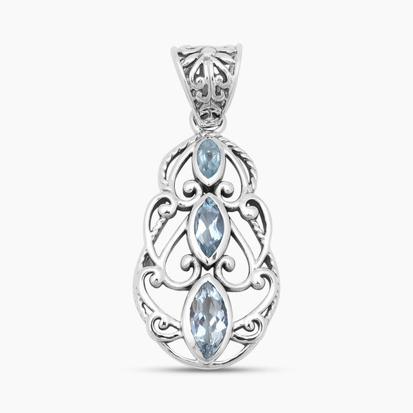 Marquise Cut Amethyst Designer Silver Pendants