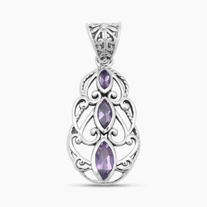 Marquise Cut Amethyst Designer Silver Pendants