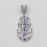 Marquise Cut Amethyst Designer Silver Pendants